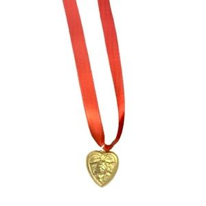 Coquette Heart Ribbon Necklace with Vintage Charm